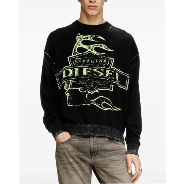 Hellstar Black X Diesel K-Belez Reverse Print Logo Jumper – Official Streetwear