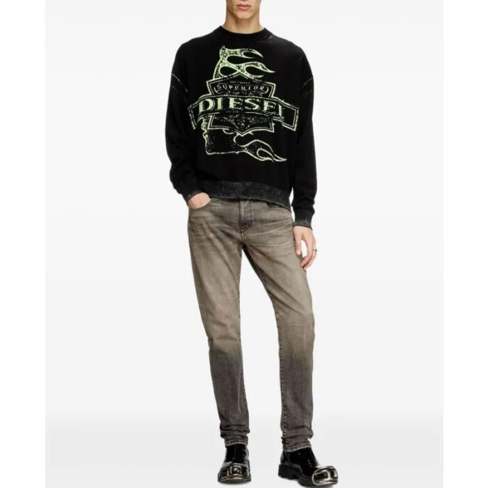 Hellstar Black X Diesel K-Belez Reverse Print Logo Jumper – Official Streetwear